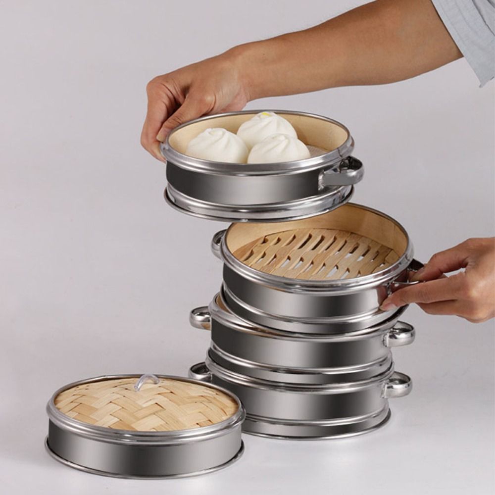 Bao Steamer Bamboo - Ronde Dim Sum Kookgereedschap Roestvrijstalen Knoedel