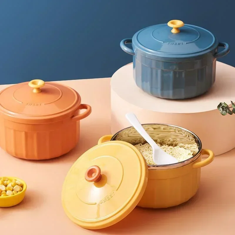 Dim Sum Basket - Draagbare roestvrijstalen instant-noedelkom, geïsoleerde lunchcontainer voor
