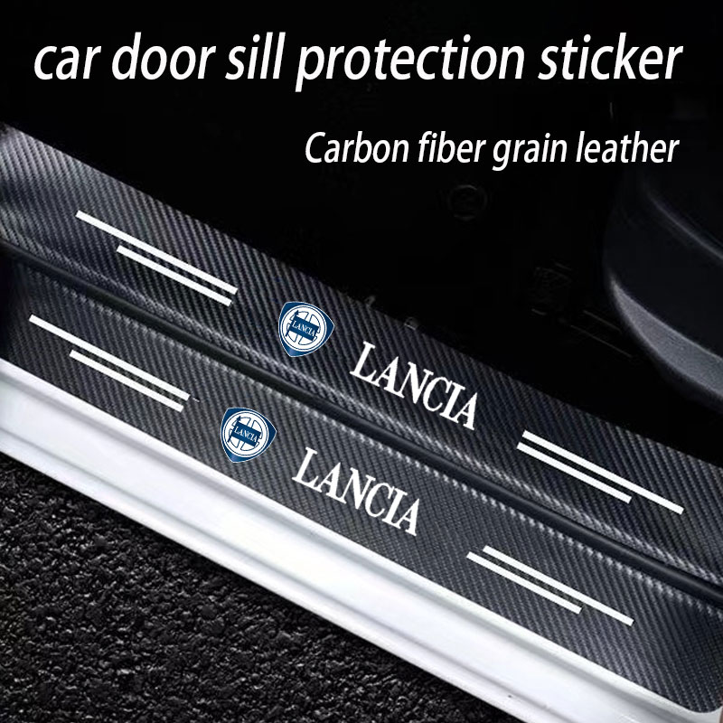 Crepe Pan Carbon - Lederen Auto Instaplijsten Plaat Protector Stickers