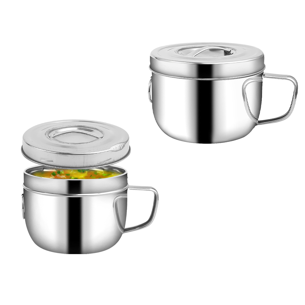 Dim Sum Basket - Roestvrijstalen instant noedelkom met deksel Draagbare